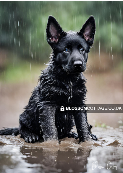 German Shepherd (Black) - "Rainy Day Explorer"