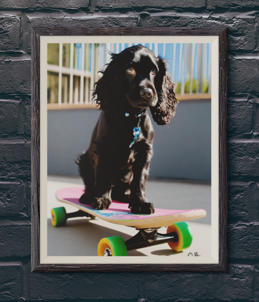 Cocker Spaniel: "Skater Pup - The Black Cocker Spaniel Puppy."